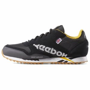 Reebok CL LEATHER RIPPLE MU Turnschuhe Kinder - Schwarz/Weiß/Gelb - DE 167-WKH